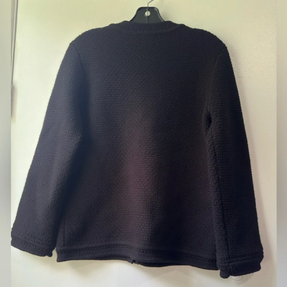 CHANEL Uniform Wool Black Textured Cardigan Sweater
